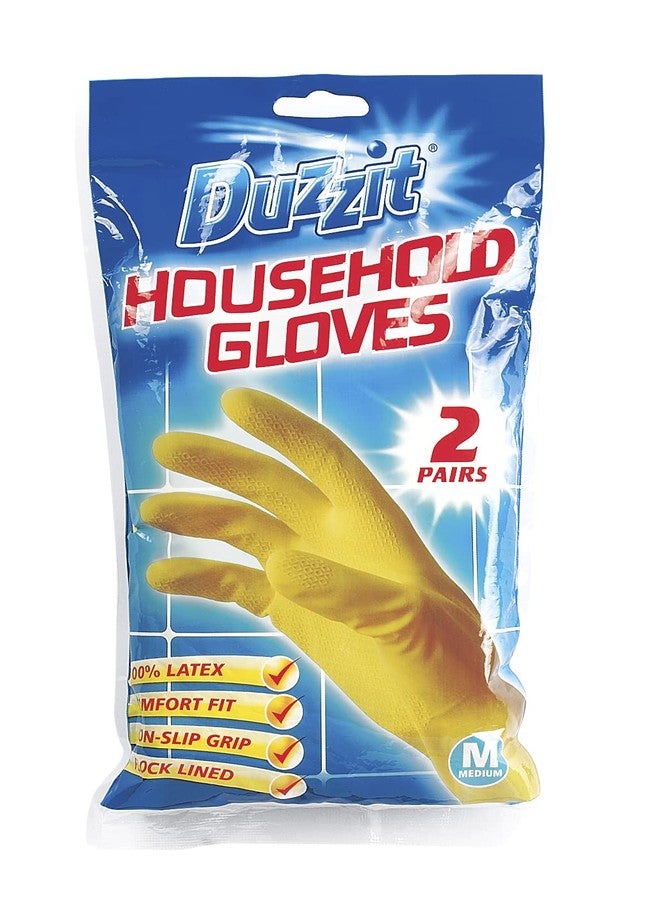 Duzzit Household Gloves Rubber Gloves 2 Pairs Medium - Image 1